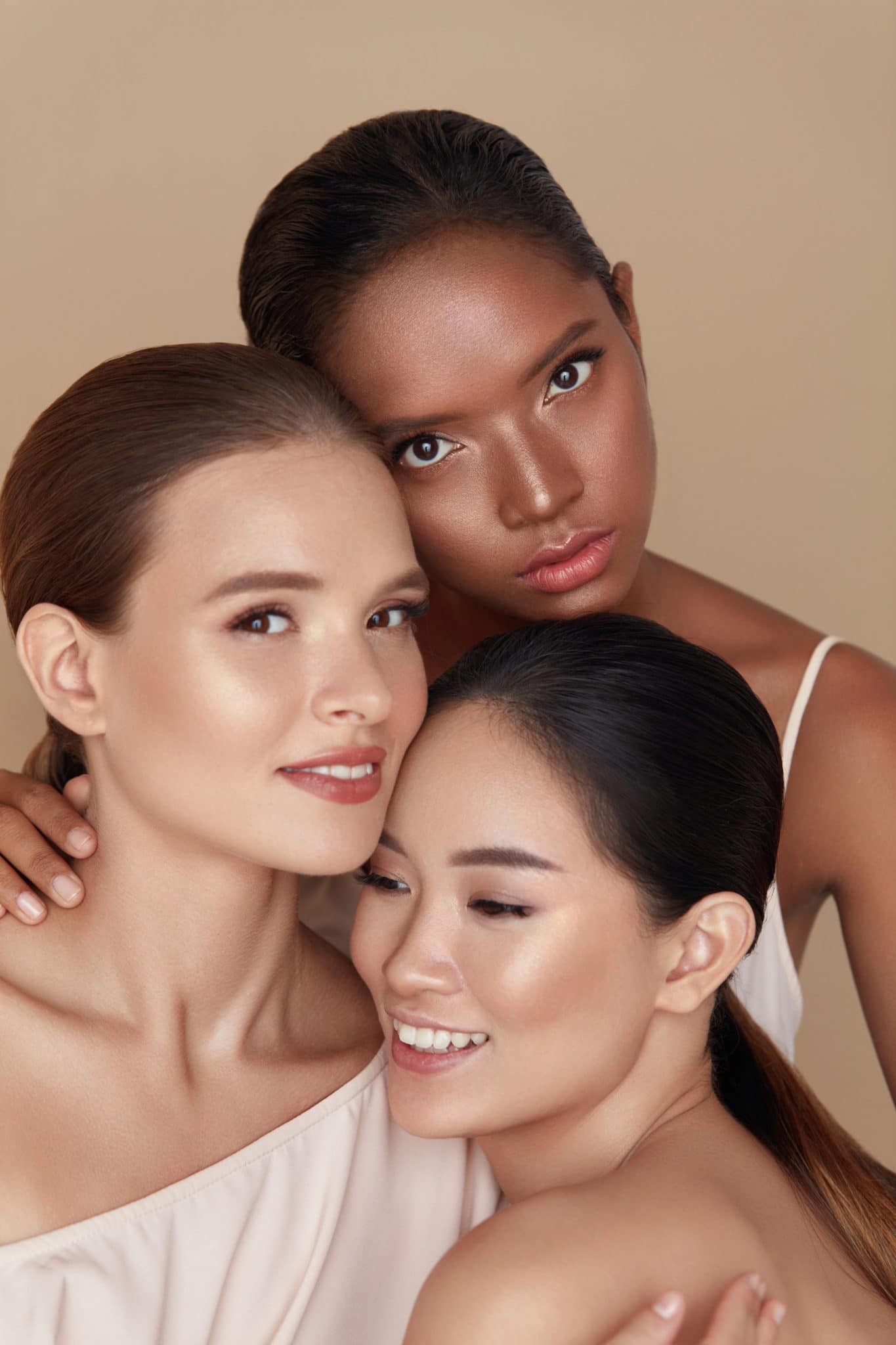 Diverse.,Models,Beauty,Portrait.,Ethnic,Women,With,Nude,Makeup,And